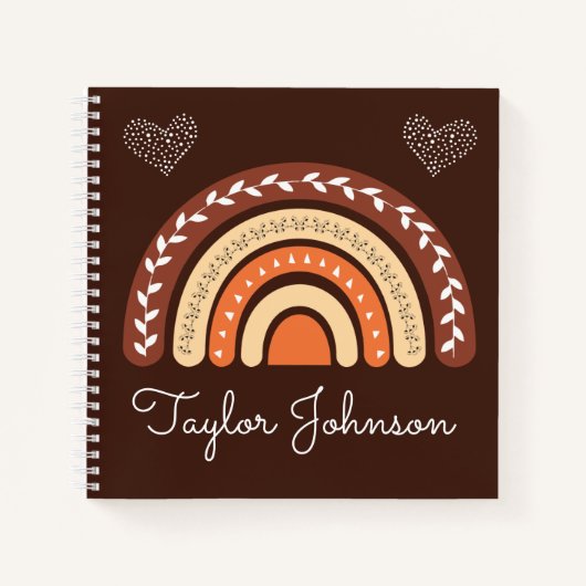 Cute Kids Boho Rainbow sur Carnet Brown (Devant)