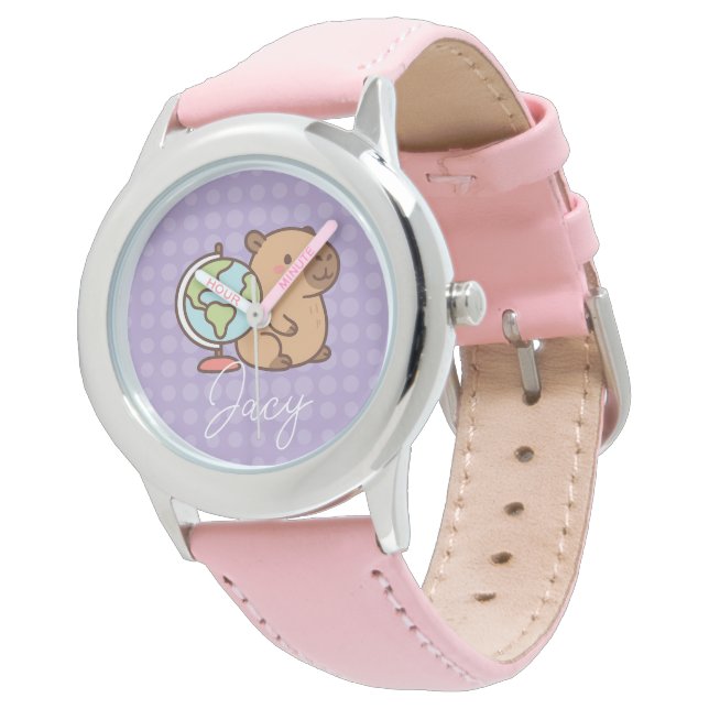 Cute Kids Capybara School Horloge (Gekanteld)