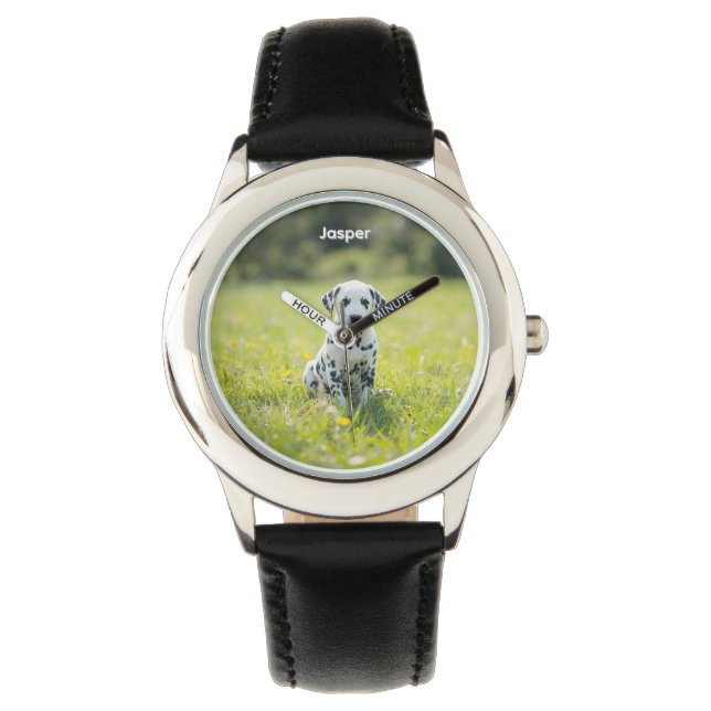 Cute Kid's Dalmatian Personalized Horloge (Voorkant)