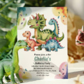 Cute Kids Dinosaur Theme Birthday Party Kaart