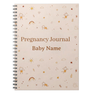 Cute Kids Doodle Baby Naam Zwangerschap Aandenken Notitieboek