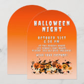 Cute Kids Halloween Night Party Orange Gradient Kaart (Voorkant / Achterkant)
