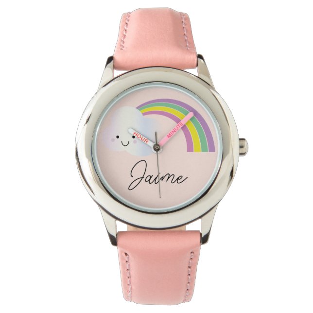 Cute Kids Magical Rainbow and Cloud Horloge (Voorkant)