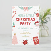 Cute Kids Merry Little Christmas Party Invitations (Debout devant)
