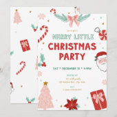 Cute Kids Merry Little Christmas Party Invitations (Devant / Derrière)