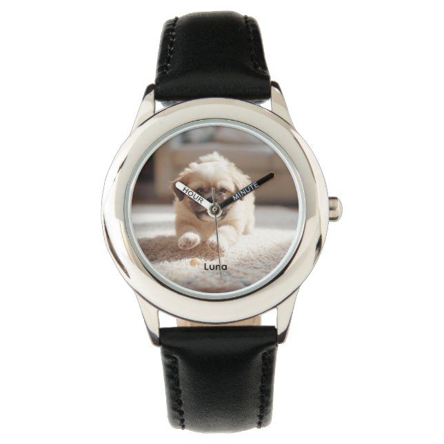 Cute Kid's Personalized Lhasa Apso Horloge (Voorkant)