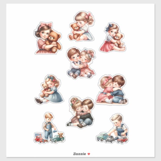 Cute Kids Sticker Set – Adorable Bears & Little Ca (Feuille)