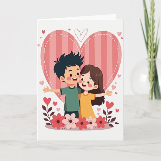 Cute Kids Valentines Hug Card Kaart (Voorkant)