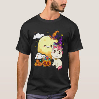 Cute Kids Witch Unicorn Girls Halloween T-shirt