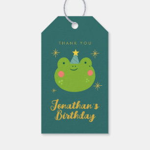 Cute Kikker Verjaardag bedankt cadeau Cadeaulabel