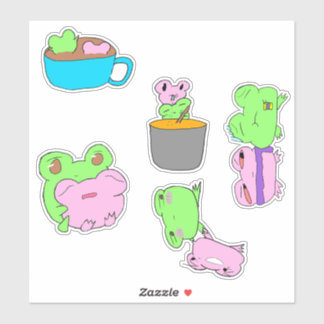 Cute kikkerkoppel valentijnstickerblad sticker