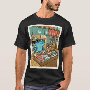 Cute Kikkervis Markt Japan Stijl Illustratie T-shirt