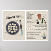 Cute Kimchi Dumpling Recette Coréenne Poster alime (Devant)