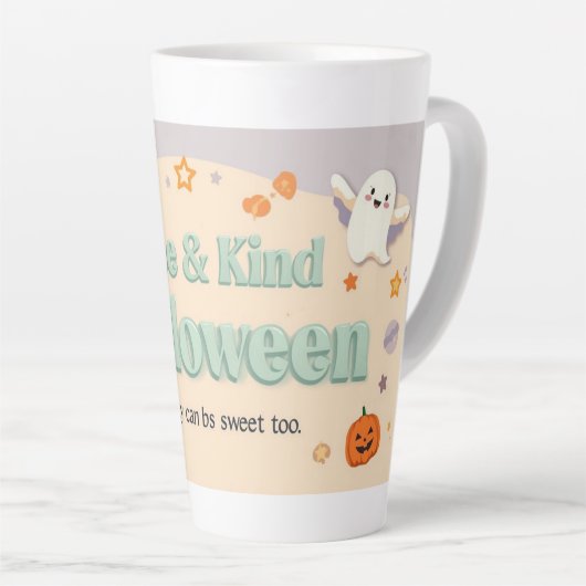 🧡 ✨ “Cute & Kind Halloween” Collection 🎃🌿 Latte Mok (Rechterhoek)