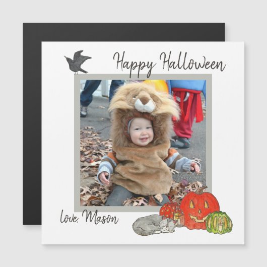 Cute Kind Halloween Photo Magnetic Kaart (Voorkant / Achterkant)