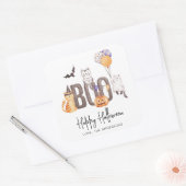 Cute Kind Happy Halloween Cats Ghosts Pumpkin Boo Vierkante Sticker (Envelop)