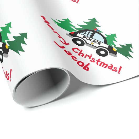 Cute kind Holiday Kerstboompolitie Cadeaupapier (Rol Hoek)