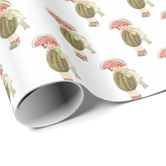 Cute Kind Little Girl Watermelon Pattern Cadeaupapier (Rol Hoek)