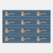 Cute Kind Pattern Foto and Name Boy Blue Inpakpapier Vel (Voorkant 2)