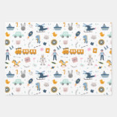 Cute Kind Pattern Foto and Name Boy Blue Inpakpapier Vel (Voorkant)