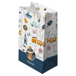 Cute Kind Pattern Foto and Name Boy Blue Klein Cadeauzakje
