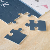 Cute Kind Pattern Foto and Name Boy Blue Legpuzzel (Zijkant)