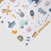 Cute Kind Pattern Foto and Name Boy Blue Tissuepapier (Detail)