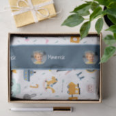 Cute Kind Pattern Foto and Name Boy Blue Tissuepapier (Geschenk)