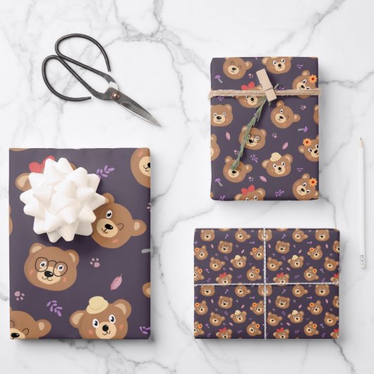 Cute Kind Teddy Bear Decorative Pattern Inpakpapier Vel (Voorkant)
