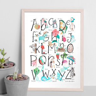 Cute kinder ABC Alphabet Kinderwandkunst Poster