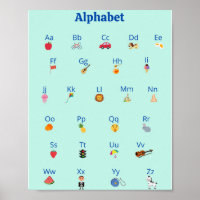 Cute kinder ABC Alphabet Poster | Kinderwandkunst