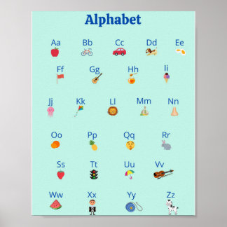 Cute kinder ABC Alphabet Poster | Kinderwandkunst