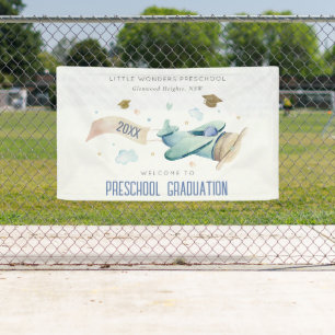 Cute Kinder Airplane Preschool Afstuderen Welcome Spandoek