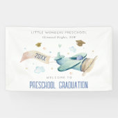 Cute Kinder Airplane Preschool Afstuderen Welcome Spandoek (Horizontaal)