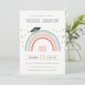 Cute Kinder Boho Rainbow Stars Preschool Afstudere Kaart (Staand voorkant)