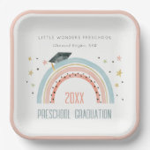 Cute Kinder Boho Rainbow Stars Preschool Afstudere Papieren Bordje (Voorkant)