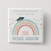 Cute Kinder Boho Rainbow Stars Preschool Afstudere Vierkante Button 5,1 Cm (Voorkant)