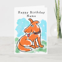 Cute Kinder Cartoon Dog Birthday Card
