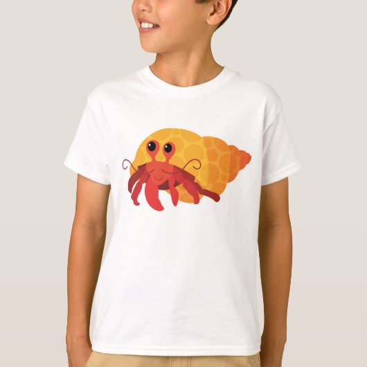 Cute Kinder Cartoon Hermit Crab T-shirt (Voorkant)