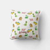 Cute Kinder Dinosaur Animal Pattern Waterverf Kussen (Voorkant)