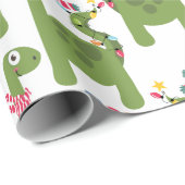 Cute Kinder Dinosaur-kerstinpakpapier Cadeaupapier (Rol Hoek)