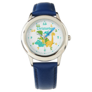 Cute Kinder Dinosaur Personalized Horloge