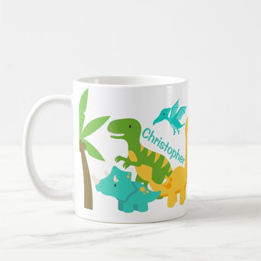 Cute Kinder Dinosaur Personalized Koffiemok (Links)