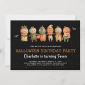 Cute Kinder Halloween Birthday Invitation Kaart (Voorkant)