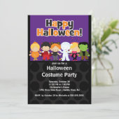 Cute Kinder Halloween Costume Party Invitation Kaart (Staand voorkant)