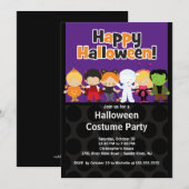 Cute Kinder Halloween Costume Party Invitation Kaart (Voorkant / Achterkant)
