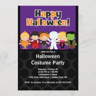 Cute Kinder Halloween Costume Party Invitation Kaart