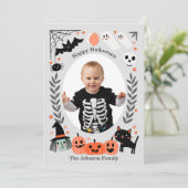Cute Kinder Halloween-fotokaart Aankondiging (Staand voorkant)