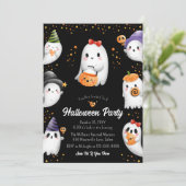 Cute Kinder Halloween Party Invitation Kaart (Staand voorkant)