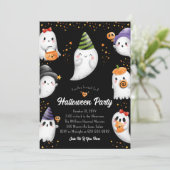 Cute Kinder Halloween Party Invitation Kaart (Staand voorkant)